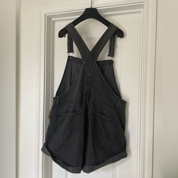 NWT Free People Ziggy Denim Shortalls Black Overalls Shorts XL we the free - Picture 9 of 11